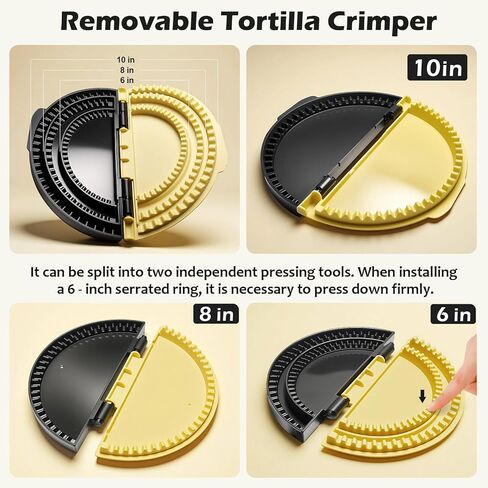 3-in-1 Tortilla Sealer Crimper (10+8+6 Inch) Detachable Tortilla Sealer,Leak-proof Shark Tooth Design,Dishwasher Safe,Suitable for Burritos,Pancakes, Dumplings (Yellow Black) in Kuwait