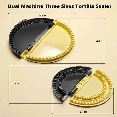 3-in-1 Tortilla Sealer Crimper (10+8+6 Inch) Detachable Tortilla Sealer,Leak-proof Shark Tooth Design,Dishwasher Safe,Suitable for Burritos,Pancakes, Dumplings (Yellow Black) in Kuwait