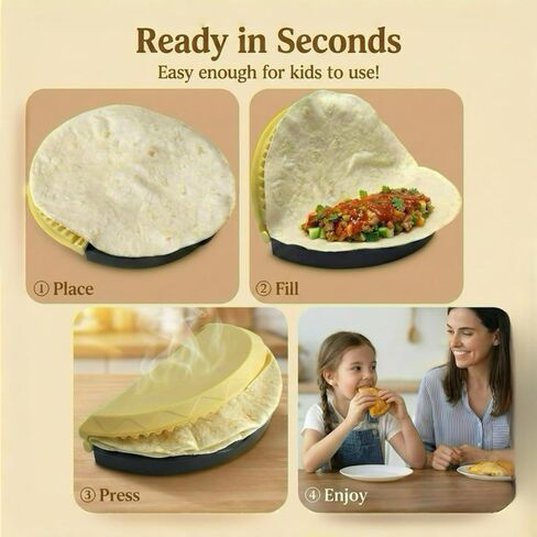 Tortilla Sealer, 3-in-1 Quesadilla Maker & Tortilla Crimper for 6", 8" & 10" Wraps, Adjustable Detachable Press for Burritos, Tacos, Calzones, Sandwiches, Dumplings and Empanadas in Kuwait