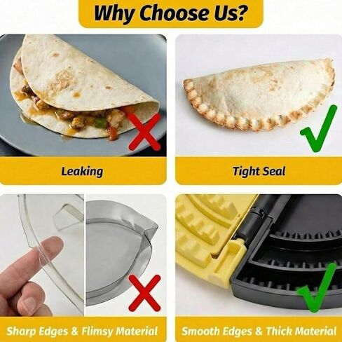 Tortilla Sealer, 3-in-1 Quesadilla Maker & Tortilla Crimper for 6", 8" & 10" Wraps, Adjustable Detachable Press for Burritos, Tacos, Calzones, Sandwiches, Dumplings and Empanadas in Kuwait