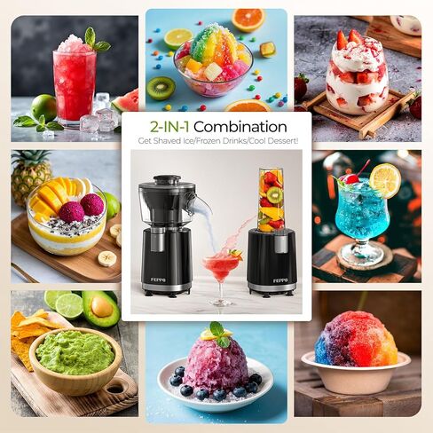 FEPPO Snow Cone Machine & Smoothie Blender 2 in 1, 700W Powerful Shaved Ice Machine Slushine Machine, Frozen Margarita Machine with Stainless Steel Blade, Smoothie Recipe, for Home Kitchen Party in Kuwait