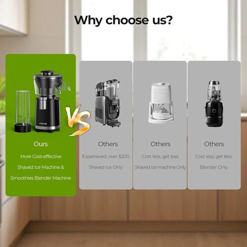FEPPO Snow Cone Machine & Smoothie Blender 2 in 1, 700W Powerful Shaved Ice Machine Slushine Machine, Frozen Margarita Machine with Stainless Steel Blade, Smoothie Recipe, for Home Kitchen Party in Kuwait