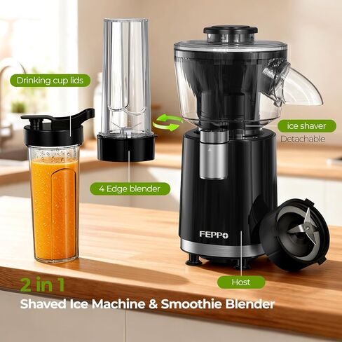 FEPPO Snow Cone Machine & Smoothie Blender 2 in 1, 700W Powerful Shaved Ice Machine Slushine Machine, Frozen Margarita Machine with Stainless Steel Blade, Smoothie Recipe, for Home Kitchen Party in Kuwait