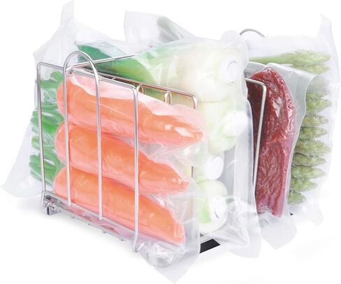 رف EVERIE RACK04 Sous Vide لحاويات 12 كيو تي، رف مقسم من الفولاذ المقاوم للصدأ مع شرائط قفل من النايلون، يساعد على إبقاء الحقائب في وضع مستقيم وتنظيم أفضل أثناء الطهي in Kuwait