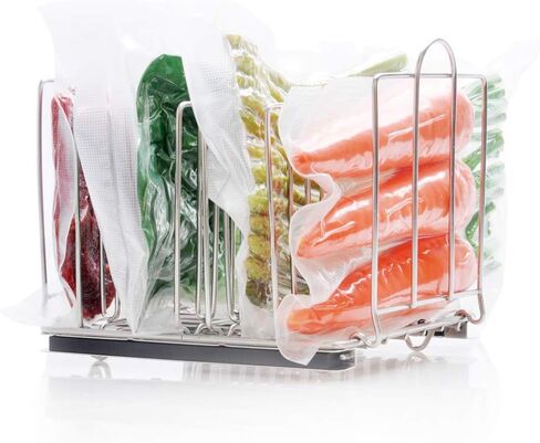 رف EVERIE RACK04 Sous Vide لحاويات 12 كيو تي، رف مقسم من الفولاذ المقاوم للصدأ مع شرائط قفل من النايلون، يساعد على إبقاء الحقائب في وضع مستقيم وتنظيم أفضل أثناء الطهي in Kuwait