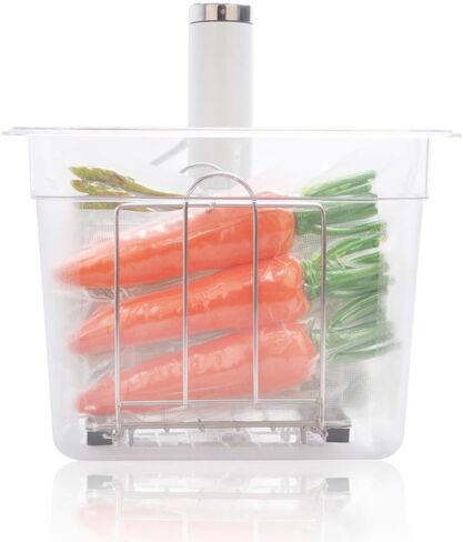 رف EVERIE RACK04 Sous Vide لحاويات 12 كيو تي، رف مقسم من الفولاذ المقاوم للصدأ مع شرائط قفل من النايلون، يساعد على إبقاء الحقائب في وضع مستقيم وتنظيم أفضل أثناء الطهي in Kuwait