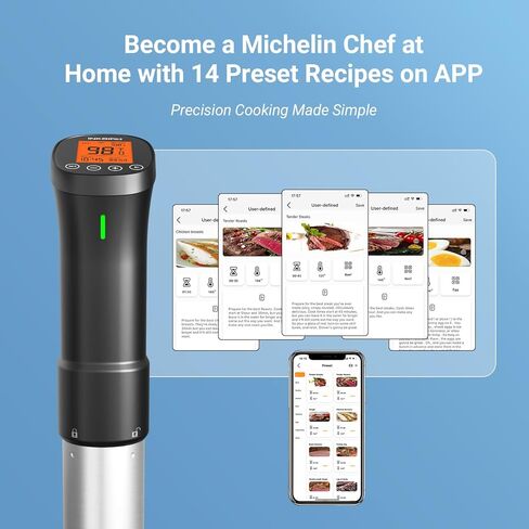 حزمة طباخ INKBIRD WIFI Sous Vide ISV-200W مع آلة سد الفراغ INK-VS01، مجموعات Sous-Vide بقدرة 1000 وات، جهاز تدوير الغمر لـ Sous Vide Mahine مع 14 وصفة محددة مسبقًا على الغمر الحراري in Kuwait