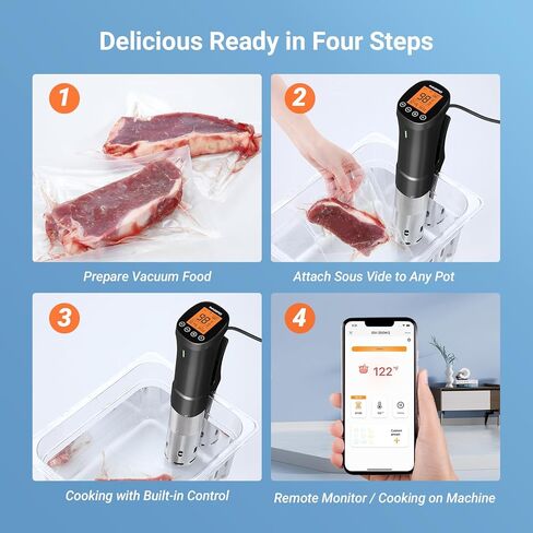 حزمة طباخ INKBIRD WIFI Sous Vide ISV-200W مع آلة سد الفراغ INK-VS01، مجموعات Sous-Vide بقدرة 1000 وات، جهاز تدوير الغمر لـ Sous Vide Mahine مع 14 وصفة محددة مسبقًا على الغمر الحراري in Kuwait