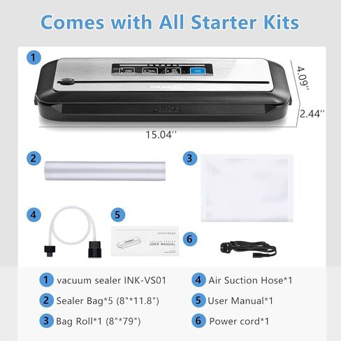 حزمة طباخ INKBIRD WIFI Sous Vide ISV-200W مع آلة سد الفراغ INK-VS01، مجموعات Sous-Vide بقدرة 1000 وات، جهاز تدوير الغمر لـ Sous Vide Mahine مع 14 وصفة محددة مسبقًا على الغمر الحراري in Kuwait