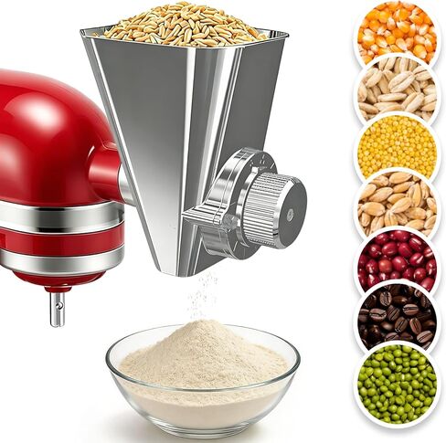 2026 Grain Mill Attachment for KitchenAid Stand Mixer, All Metal 9 Levels Flour Mill for KitchenAid, Fit for Grinding Wheat, Corn, Oats, Millet, Coffee Beans in Kuwait