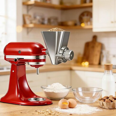 2026 Grain Mill Attachment for KitchenAid Stand Mixer, All Metal 9 Levels Flour Mill for KitchenAid, Fit for Grinding Wheat, Corn, Oats, Millet, Coffee Beans in Kuwait