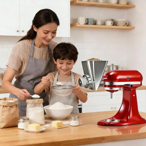 2026 Grain Mill Attachment for KitchenAid Stand Mixer, All Metal 9 Levels Flour Mill for KitchenAid, Fit for Grinding Wheat, Corn, Oats, Millet, Coffee Beans in Kuwait