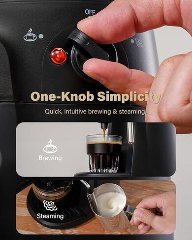 SHARDOR 3.5 Bar Espresso Machine, Compact Expresso Coffee Machines for Home, 4-Cup Espresso Maker with Milk Frother for Cappuccino & Latte, Fast Heating System, Easy-to-Use, 800W, Black in Kuwait