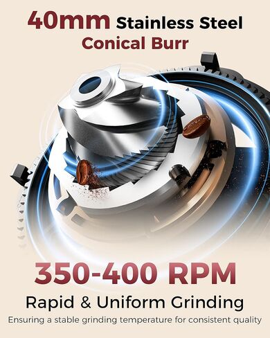 Tuni G2 Silver Conical Burr Coffee Grinder with White Digital Coffee Scale, 70 Grind Settings Anti-static Burr Mill for Espresso/Drip/Cold Brew/French Press in Saudi Arabia