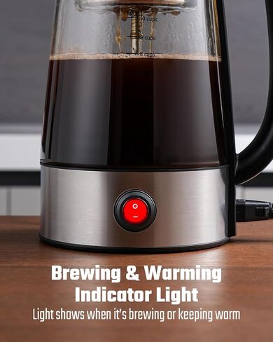 KIDISLE Percolator Coffee Pot, 10-Cup Electric Percolator Coffee Maker with Premium Stainless Steel Filter & Food-Grade Borosilicate Glass, Auto Keep Warm, No-Drip Spout, Stay-Cool Handle in Kuwait