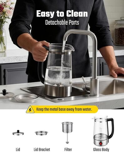 KIDISLE Percolator Coffee Pot, 10-Cup Electric Percolator Coffee Maker with Premium Stainless Steel Filter & Food-Grade Borosilicate Glass, Auto Keep Warm, No-Drip Spout, Stay-Cool Handle in Kuwait