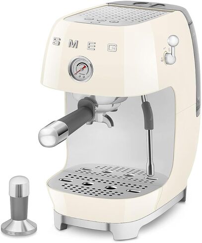 Smeg ECF03 Made in Italy Retro Espresso Machine with Cold Brew, 15 Bar Pump, Thermoblock Heating, Steam Wand, Adjustable Temperature, 47 oz Water Tank- (Cream) in Kuwait