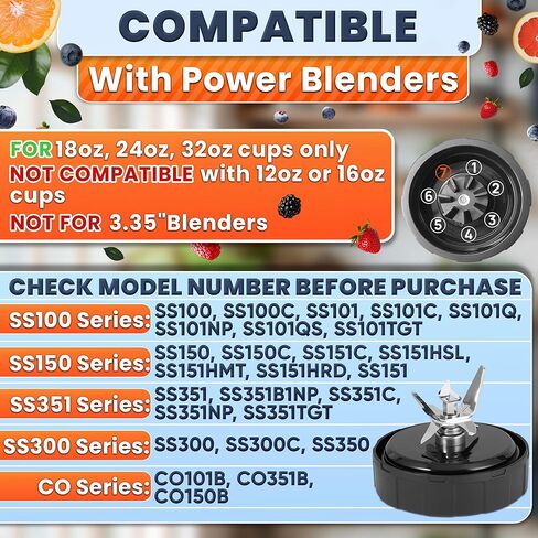 Replacement Blade for Ninja Blender – Compatible with Foodi Power Blender SS100 SS101 SS101C SS150 SS151 SS300 SS350 SS351 SS351TGT CO351B CO101B – Stainless Steel Replacement Blades 7 Fin Male 3.9" in Kuwait