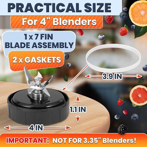 Replacement Blade for Ninja Blender – Compatible with Foodi Power Blender SS100 SS101 SS101C SS150 SS151 SS300 SS350 SS351 SS351TGT CO351B CO101B – Stainless Steel Replacement Blades 7 Fin Male 3.9" in Kuwait