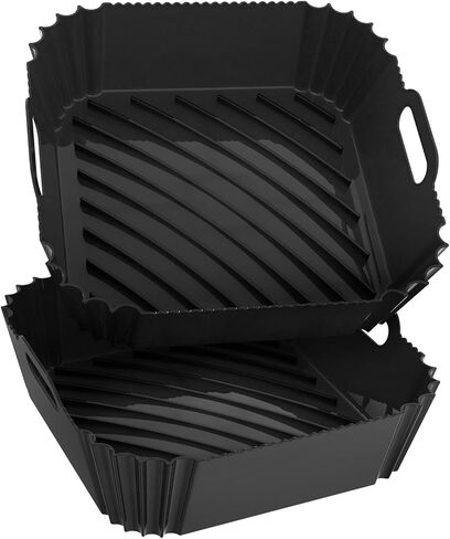 مقلاة الهواء بطانات سيليكون مربعة 2 حزمة 7.1 بوصة بطانات Airfryer 4-7 QT بطانات مقلاة الهواء القابلة لإعادة الاستخدام سيليكون وعاء فرن بطانة صينية الخبز، سلة المقلاة الهواء سلة سيليكون حصيرة وعاء المقلاة الهواء اكسسوارات المطبخ in Kuwait