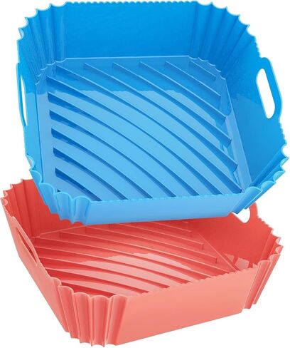 Air Fryer Silicone Liners Square 2 Pack 7.1 Inch Airfryer Liners 4-7 QT Reusable Air Fryer Liners Silicone Pot Oven Liner Baking Tray, Air Fryer Basket Silicone Mat Bowl Air Fryer Accessories Kitchen in Saudi Arabia