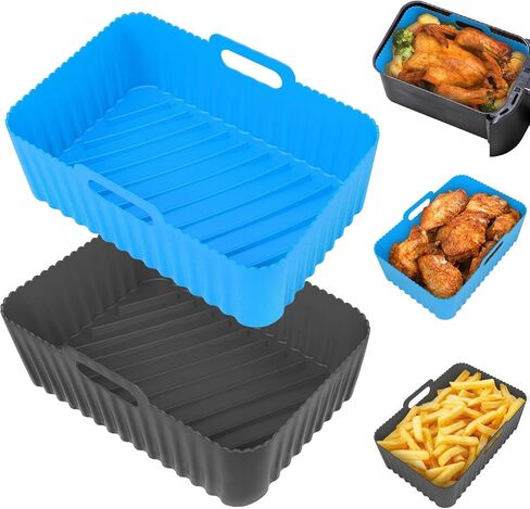 Air Fryer Silicone Liners Square 2 Pack 7.1 Inch Airfryer Liners 4-7 QT Reusable Air Fryer Liners Silicone Pot Oven Liner Baking Tray, Air Fryer Basket Silicone Mat Bowl Air Fryer Accessories Kitchen in Saudi Arabia