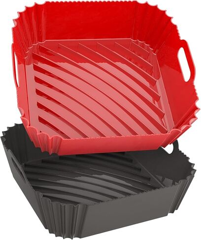 Air Fryer Silicone Liners Square 2 Pack 7.1 Inch Airfryer Liners 4-7 QT Reusable Air Fryer Liners Silicone Pot Oven Liner Baking Tray, Air Fryer Basket Silicone Mat Bowl Air Fryer Accessories Kitchen in Saudi Arabia