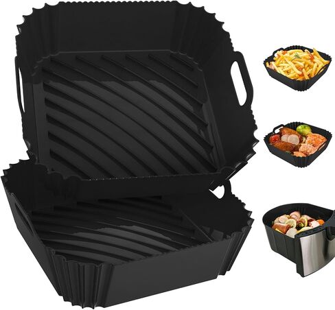 Air Fryer Silicone Liners Square 2 Pack 7.1 Inch Airfryer Liners 4-7 QT Reusable Air Fryer Liners Silicone Pot Oven Liner Baking Tray, Air Fryer Basket Silicone Mat Bowl Air Fryer Accessories Kitchen in Saudi Arabia