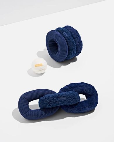 Wild One Plush Toy Kit - Chew Chain & Tennis Ball Tuft (Stylish Design & Durable Materials), Navy in Kuwait