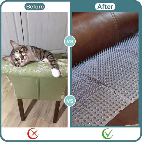 8 Pack Cat Deterrent Outdoor/Indoor Scat Mat, Pet Deterrent Training Mats, Keep Cats/Dogs Away Plastic Mats with Spikes, 12 Sq.ft, 16 x 13 Inches in Kuwait