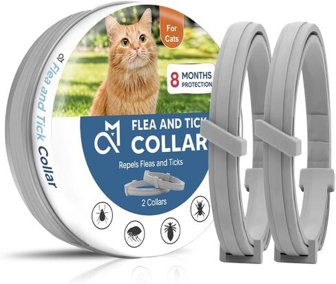 fcesiweg Flea Collar for Cats,Natural Cat Flea Tick Collar,Adjustable Tick Collars for Cats,Plant Ingredients,8 Months of Protection,Easy to Apply,People & Pet Friendly - 2P in Kuwait