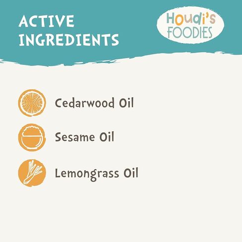 Houdi's Foodies Herbal Flea & Tick Pet Spray من North American Herb & Spice - رائحة عشب الليمون - 4 أونصة سائلة - يقتل ويطرد البراغيث والقراد والبعوض - تركيبة نباتية خالية من DEET in Kuwait