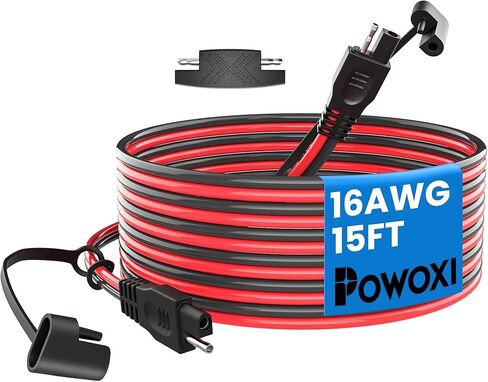 POWOXI 15 قدم SAE كابل تمديد سريع قطع الأسلاك تسخير الكابلات الشمسية SAE إلى SAE موصل للوحة الشمسية السيارات RV دراجة نارية جرار SAE التوصيل 16AWG in Kuwait
