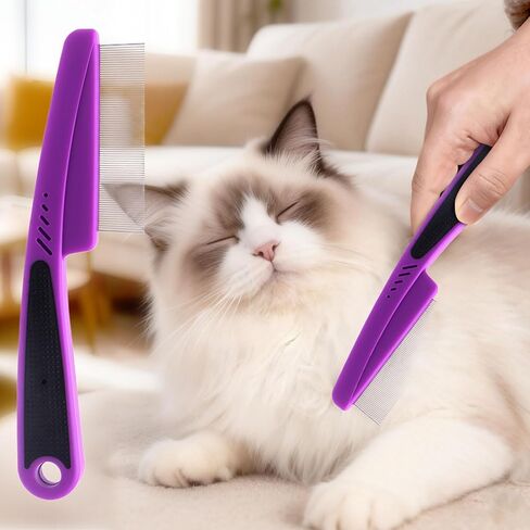 Dog and Cat Flea Comb -Pet Grooming Comb for Shedding, Hair Removal, for Small, Medium & Large Pets(black) in Saudi Arabia