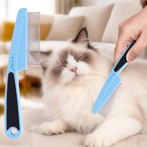 Dog and Cat Flea Comb -Pet Grooming Comb for Shedding, Hair Removal, for Small, Medium & Large Pets(black) in Saudi Arabia