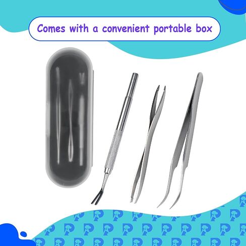 Tick Remover Kit Stainless Steel Removal for Humans and Pets Safe Complete Removal of Ticks for Cats and Dogs with Storage Case for Outdoor Travel First Aid(Silver) in Kuwait