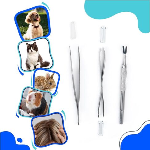 Tick Remover Kit Stainless Steel Removal for Humans and Pets Safe Complete Removal of Ticks for Cats and Dogs with Storage Case for Outdoor Travel First Aid(Silver) in Kuwait