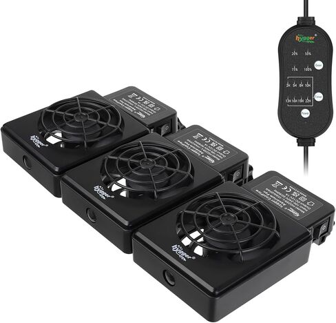 hygger Aquarium Cooling Fan Quiet 3-Head Fish Tank Chiller with Adjustable Speed & Timer Aquarium Cooler for Axolotl Tank/Terrarium/Saltwater/Freshwater Accessories in Kuwait