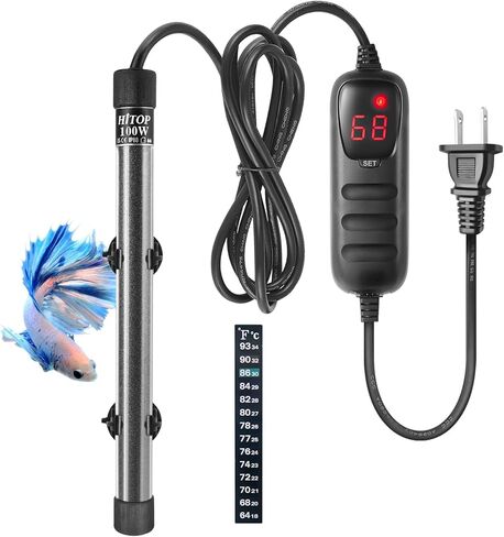 HITOP Compact Submersible Aquarium Heater -100w Digital Heater for Fish Tank Turtle Tank, for Saltwater and Fresh Water with Temperature Controller in Saudi Arabia