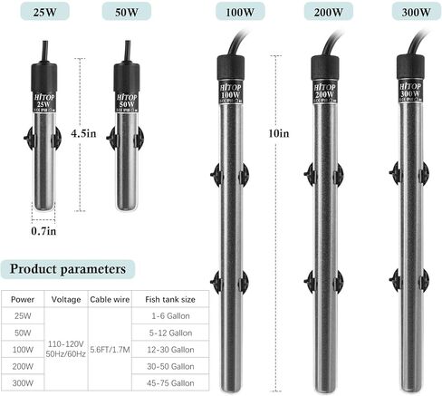 HITOP Compact Submersible Aquarium Heater -100w Digital Heater for Fish Tank Turtle Tank, for Saltwater and Fresh Water with Temperature Controller in Saudi Arabia