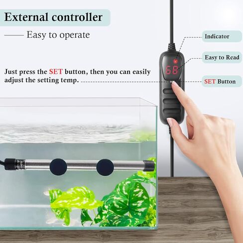 HITOP Compact Submersible Aquarium Heater -100w Digital Heater for Fish Tank Turtle Tank, for Saltwater and Fresh Water with Temperature Controller in Saudi Arabia