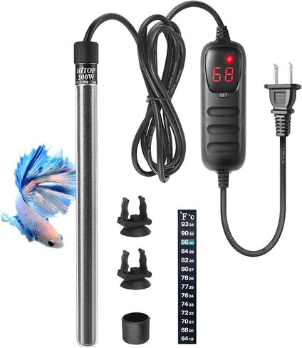 HITOP Compact Submersible Aquarium Heater -100w Digital Heater for Fish Tank Turtle Tank, for Saltwater and Fresh Water with Temperature Controller in Saudi Arabia