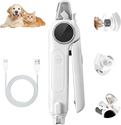 2-in-1 Dog and Cat Nail Grinder and Clipper - 3-Speed Adjustable Electric, Quiet Motor and LED Light for Safe Trimming, Rechargeable Grooming Tool for Large Medium Small Dogs & Cats in Kuwait