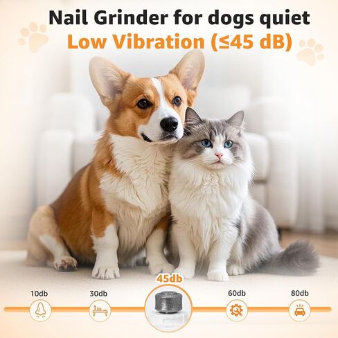2-in-1 Dog and Cat Nail Grinder and Clipper - 3-Speed Adjustable Electric, Quiet Motor and LED Light for Safe Trimming, Rechargeable Grooming Tool for Large Medium Small Dogs & Cats in Kuwait