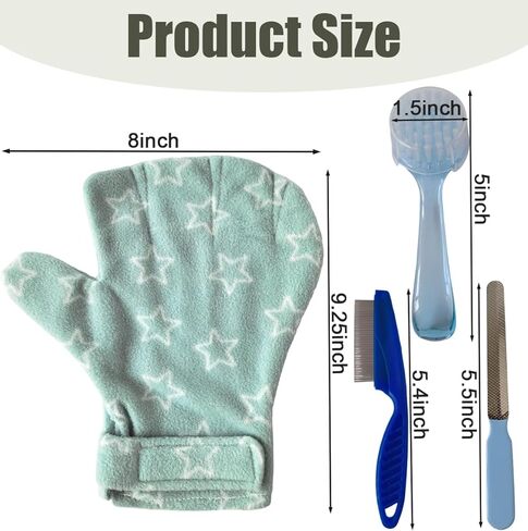 4 PCS Hamster Bite Proof Glove Set, Includes Anti-Bite Glove, Soft Bathing Brush, Metal Fine-Tooth Comb & Nail File, Safe Grooming Kit for Hamsters, Guinea Pigs, Gerbils, Ferrets, Hedgehogs in Kuwait