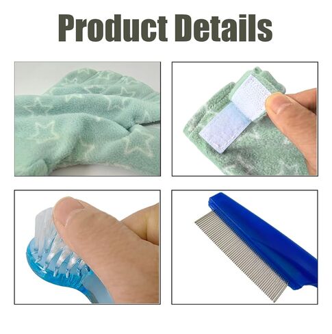 4 PCS Hamster Bite Proof Glove Set, Includes Anti-Bite Glove, Soft Bathing Brush, Metal Fine-Tooth Comb & Nail File, Safe Grooming Kit for Hamsters, Guinea Pigs, Gerbils, Ferrets, Hedgehogs in Kuwait