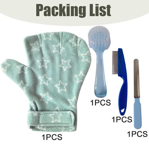 4 PCS Hamster Bite Proof Glove Set, Includes Anti-Bite Glove, Soft Bathing Brush, Metal Fine-Tooth Comb & Nail File, Safe Grooming Kit for Hamsters, Guinea Pigs, Gerbils, Ferrets, Hedgehogs in Kuwait