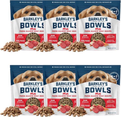 Barkley’s Bowls، طعام الكلاب من الدجاج الخام المجمد، مكونات غذائية كاملة طازجة، دجاج خالي من القفص، خالي من الحبوب، أغطية طعام للكلاب، مكونات من الدرجة البشرية، جميع سلالات الكلاب، الأعمار، والأحجام، حقيبة بوزن 4 رطل (عبوة واحدة) in Kuwait