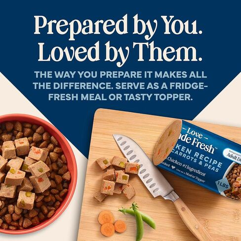 Blue Buffalo Love Made Fresh Natural Adult Dog Food, Refrigerated, Chicken with Carrots and Peas, Fresh Dog Food, Ready-to-Serve, 1-lb Roll in Saudi Arabia