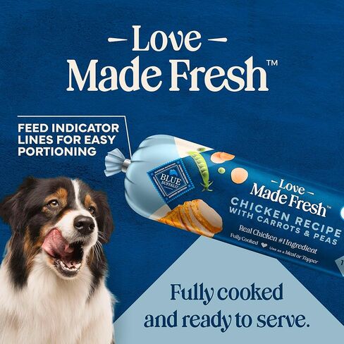 Blue Buffalo Love Made Fresh Natural Adult Dog Food, Refrigerated, Chicken with Carrots and Peas, Fresh Dog Food, Ready-to-Serve, 1-lb Roll in Saudi Arabia